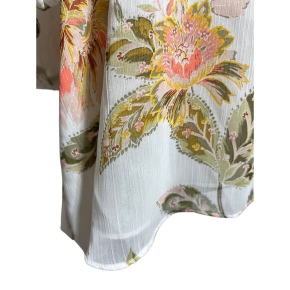 Cato Smocked Neck Shoulder Top Size XL Floral Sheer C Est 1946 Flowey Light - Picture 6 of 8